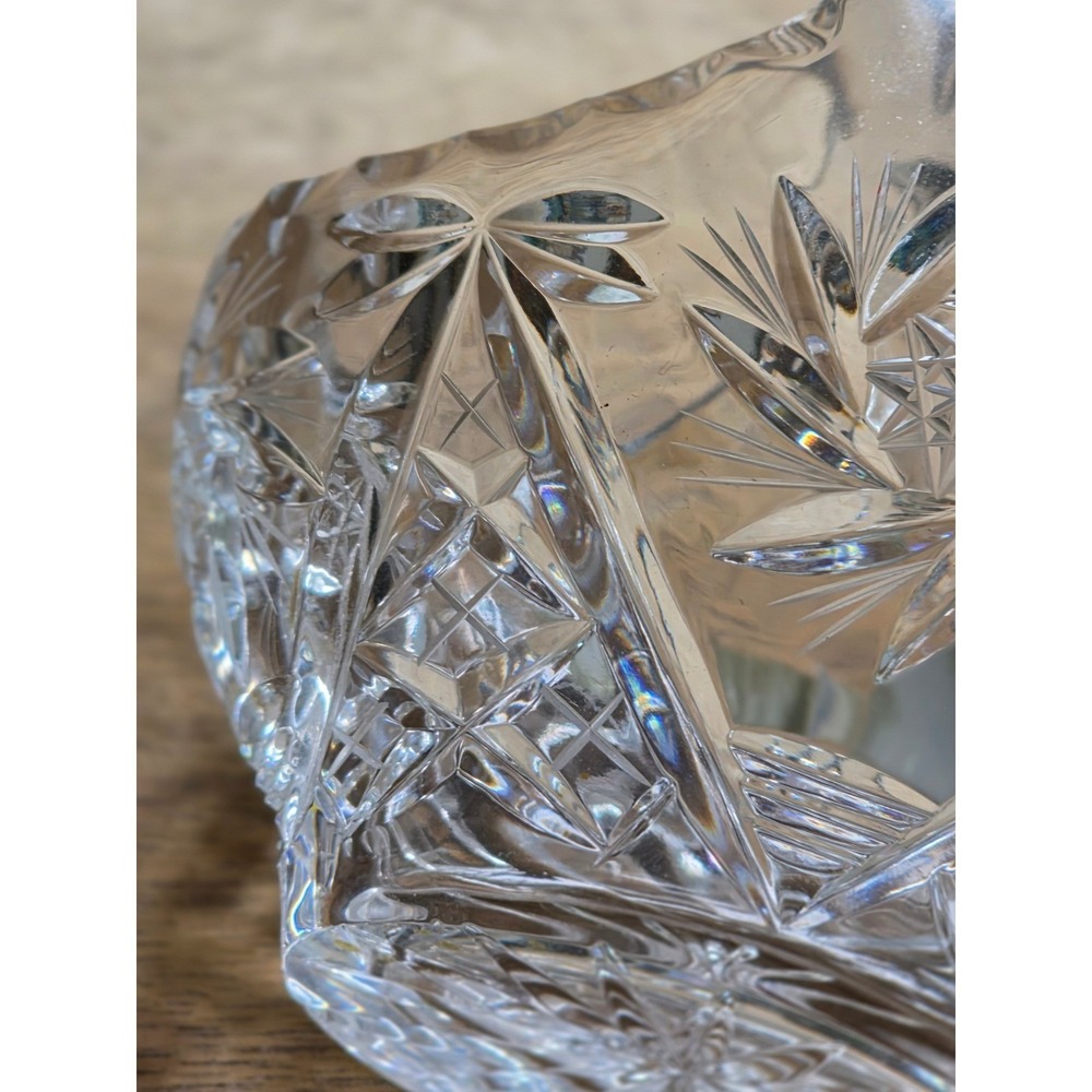 Ruckl & Sons Bohemia Lead Crystal Basket Hand Cut Czech Republic Starburst 24% - Picture 12 of 16